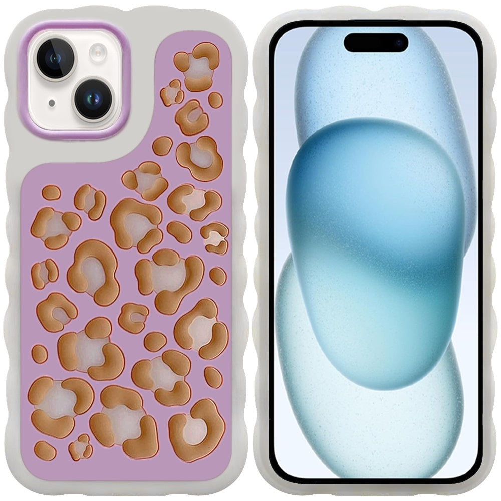 Phone Case for iPhone 15 Fashionable Silicone Textured Decorative Design Pattern Protective Rubber TPU Hybrid Protection Cover