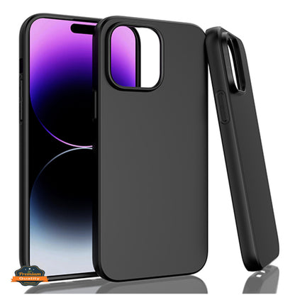For Apple iPhone 15 Pro (6.1") Slim Thin Silicone Soft Skin Flexible TPU Gel Rubber Candy Gummy Protective Hybrid Black Phone Case Cover