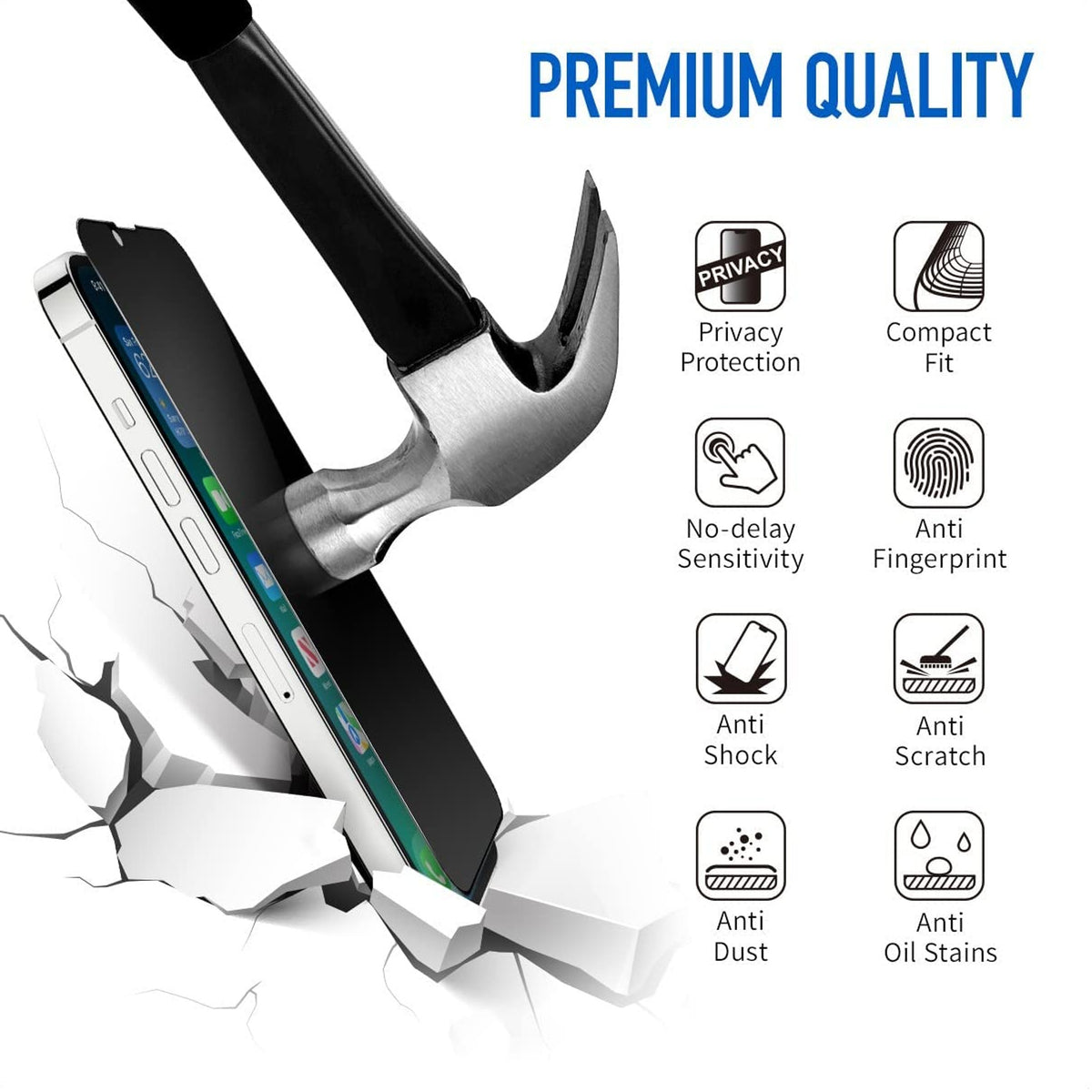 For Samsung Galaxy S25 Ultra Privacy Tempered Glass Screen Protector, 9H Anti-Spy Anti-Peek Protector Black
