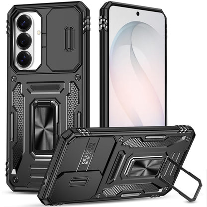 Phone Case for Samsung Galaxy S26 FE /Fan Edition Tough Metal Ring Shockproof Sliding Camera Window Hybrid Armor Rugged Anti Slip Heavy Duty Grip Cover