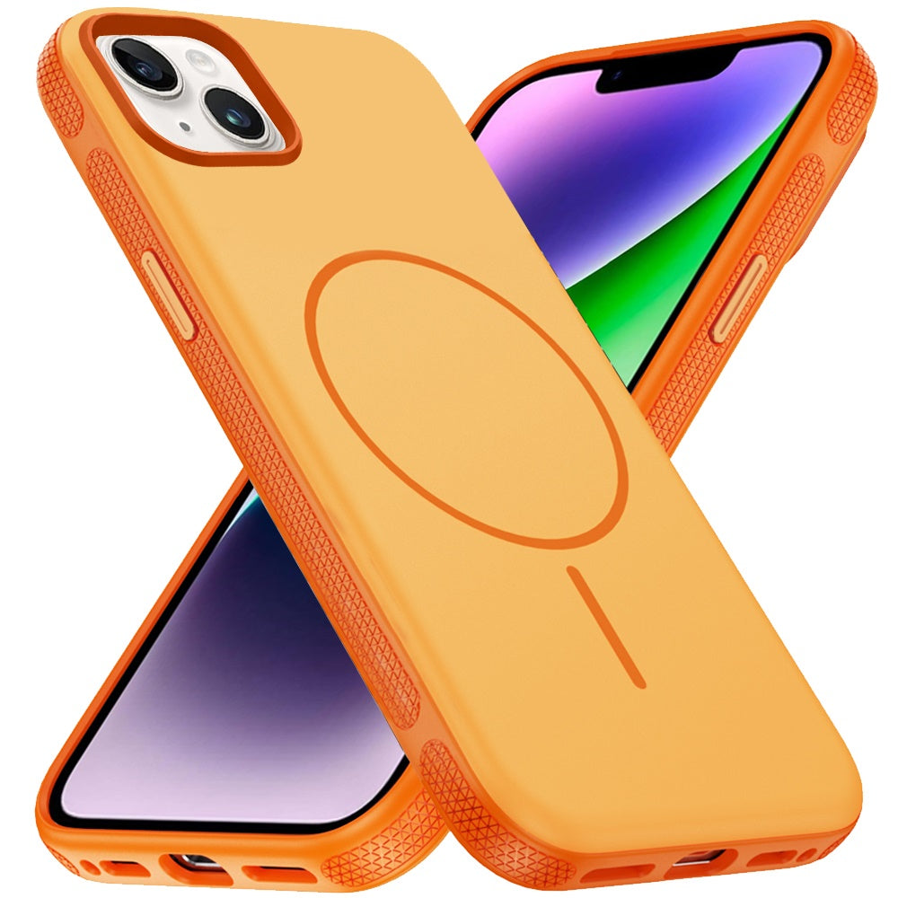 Phone Case for Apple iPhone 14/13 Super Magnetic Matte Hybrid Shockproof Thick Protective Durable Grip Anti Scratch Premium Edge Slim Fit Cover Cosmic Orange