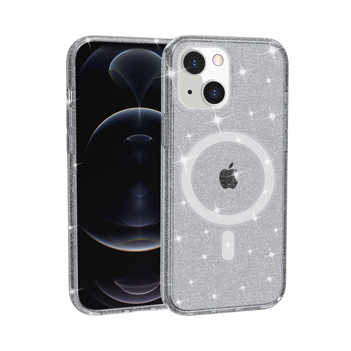 For Apple iPhone 16 Pro Max (6.9") MagSafe Compatible Glitter Shiny Sparkle Bling TPU Rubber Hard PC Back Hybrid Frame Case Cover