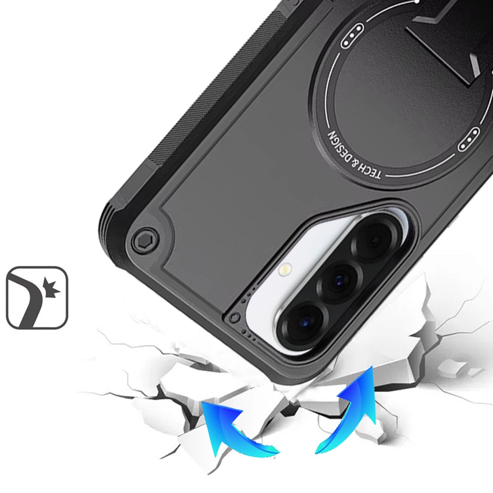 For Samsung Galaxy A37 Magnetic Invisible Kickstand Holder with Magsafe, Slim Fit Shockproof Hybrid Military Grade Heavy Duty Case Cover