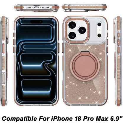 Phone Case for Apple iPhone 18 Pro Max Magnetic Hybrid 360 Rotating Ring Kickstand Tough Hard PC Soft TPU Glitz Shimmer Glitter Shock Absorbing Cover