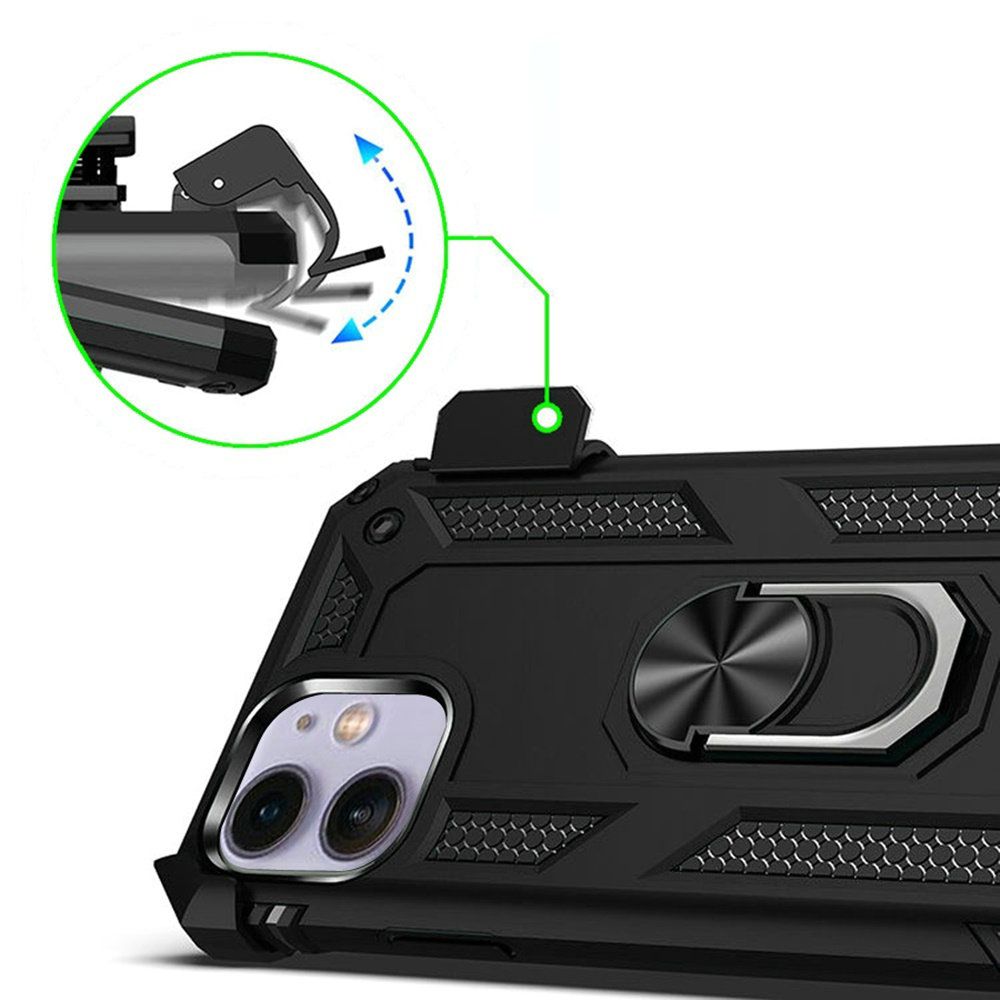 For Google Pixel 10 Pro XL Hybrid Combo Belt Clip Holster with Ring Stand Holder, Military Grade Fit Magnetic Car Mount Shockproof Case Cover Black