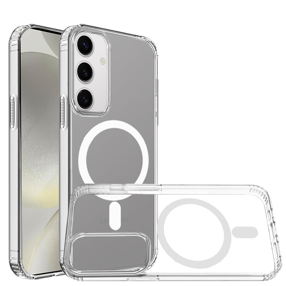 For Samsung Galaxy S25 Plus /S25+ /Galaxy S24+ /S24 Plus Classic Hybrid True Transparent Magnetic Circle - Shockproof Hybrid Clear Bumper, Compatible with MagSafe Case Cover Clear