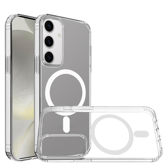 For Samsung Galaxy S25 Plus /S25+ /Galaxy S24+ /S24 Plus Classic Hybrid True Transparent Magnetic Circle - Shockproof Hybrid Clear Bumper, Compatible with MagSafe Case Cover Clear