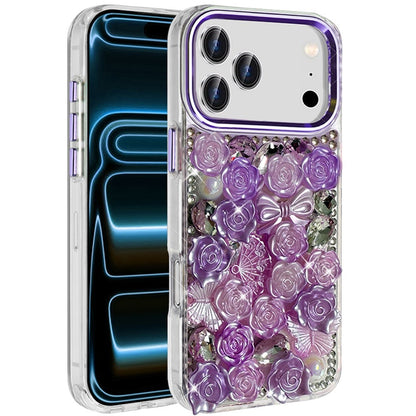Phone Case for Apple iPhone 18 Pro 3D Flower Bling Rhinestone Glitter Cute Stylish Shockproof Protective Decorative Luxury Grip Stones Ornaments Cover