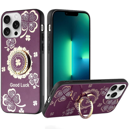 Phone Case for Apple iPhone 13 Pro Max Diamond 3D Fashion Floral Glitter Engraved Luxury Bling Hybrid Shockproof Chrome Edge Protective Grip Cover Purple