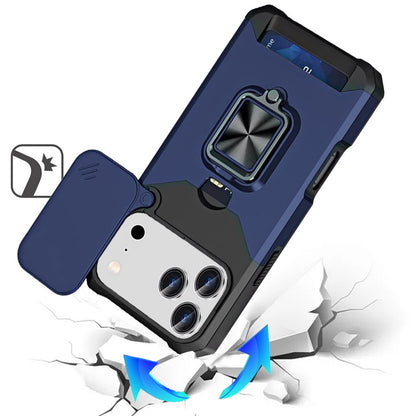 Phone Case for Apple iPhone 18 Pro Max Card Holder Magnetic Ring Stand Shockproof Anti Slip Wallet Grip Protective Hybrid Design Cover