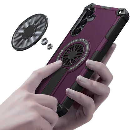 Phone Case for Samsung Galaxy A37 / A36 Invisible Kickstand Magnetic Car Mount Friendly Shockproof Texture Anti Slip Durable Grip Heavy Duty Hybrid Cover Purple