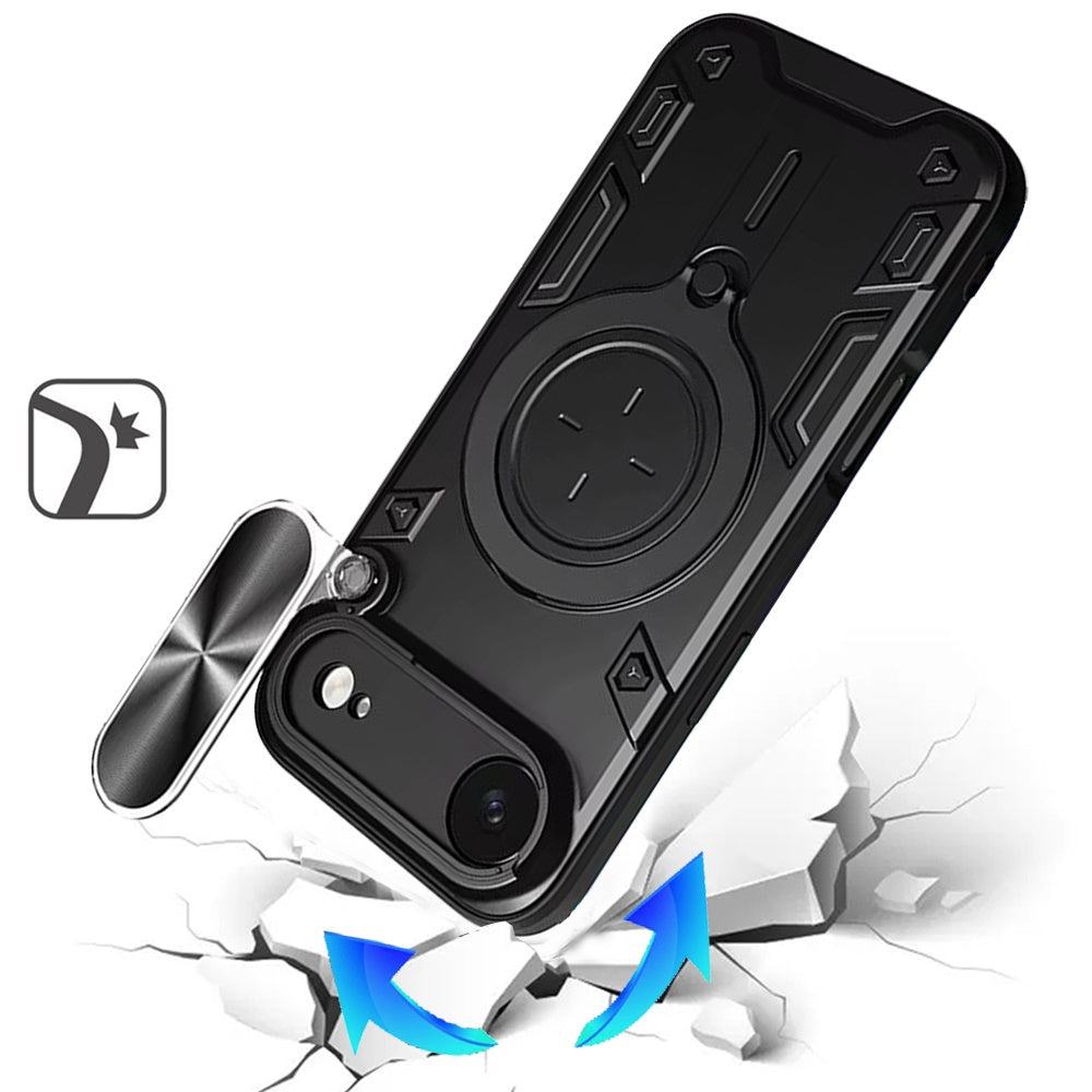For Apple iPhone 17 AIR Hybrid Magnetic 360° Ring Kickstand, MagSafe Compatible, Durable Full Camera Lens Protection Case Cover