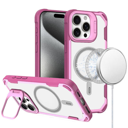 For Apple iPhone 15 Pro Max Magnetic Circle Hybrid with Camera Stand, Compatible with MagSafe, Shockproof Protective Case Cover