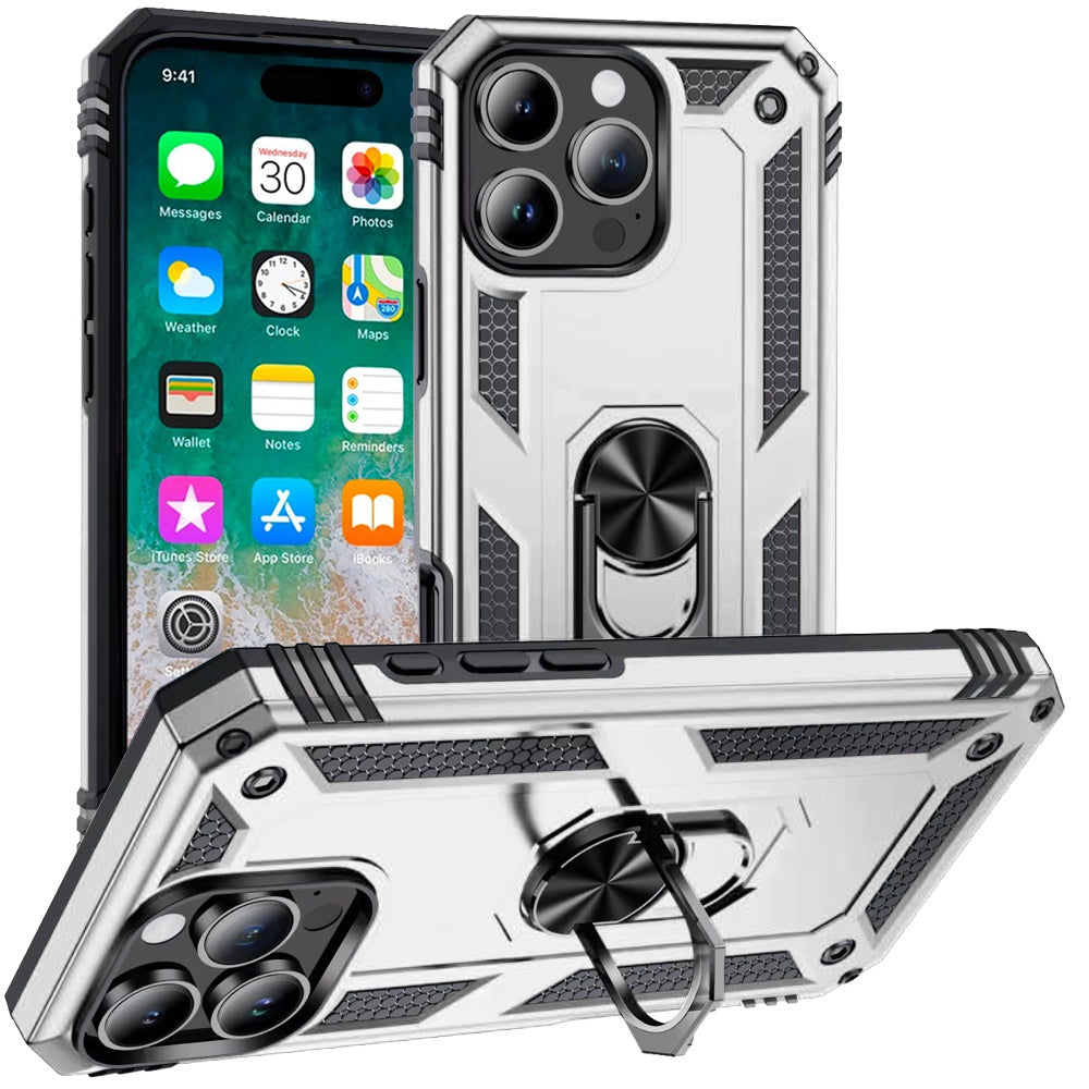For iPhone 16 Pro Max (6.9") Hybrid Shockproof Durable 360 Degree Rotatable Ring Stand Holder Kickstand Fit Magnetic Car Mount Case Cover