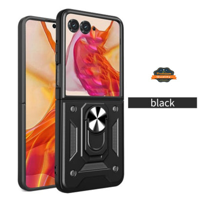 For Samsung Galaxy Z Flip 7 Shockproof Hybrid Dual Layer PC + TPU with Metal Ring Kickstand Heavy Duty Armor Shell Case Cover