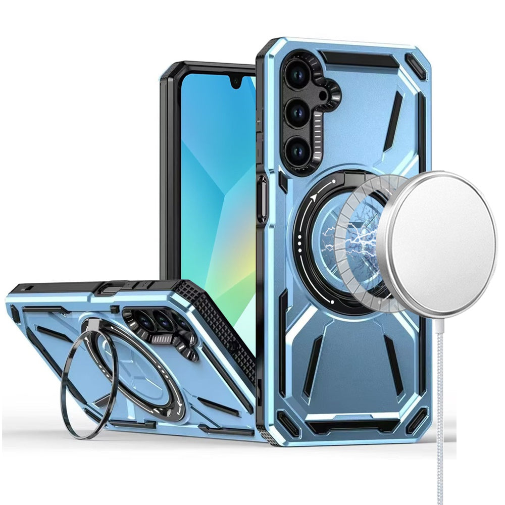 For Samsung Galaxy A36 Hybrid Magnetic Ring and 360° Rotational Kickstand with MagSafe Compatible, Military Grade Drop Protection Case Cover
