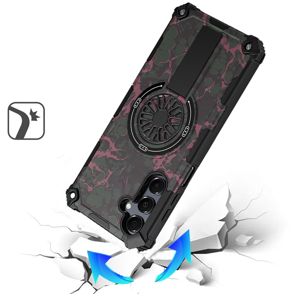 For Samsung Galaxy A17 5G Magnetic Invisible Kickstand Holder with CD Texture Design, Shockproof Hybrid Military Grade Heavy Duty Case Cover