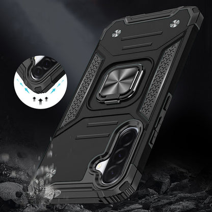 For Samsung Galaxy A37 Armor Hybrid Magnetic Stand with Ring Holder Kickstand Shockproof Heavy-Duty Durable Rugged TPU Dual Layer Case Cover