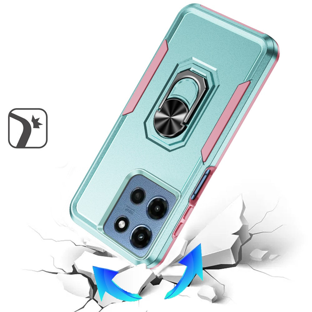 For Motorola Moto G Stylus 5G 2025 Hybrid Rugged Tough 2in1 Drop-Proof Protection Military Grade Armor with Metal Ring Stand Case Cover