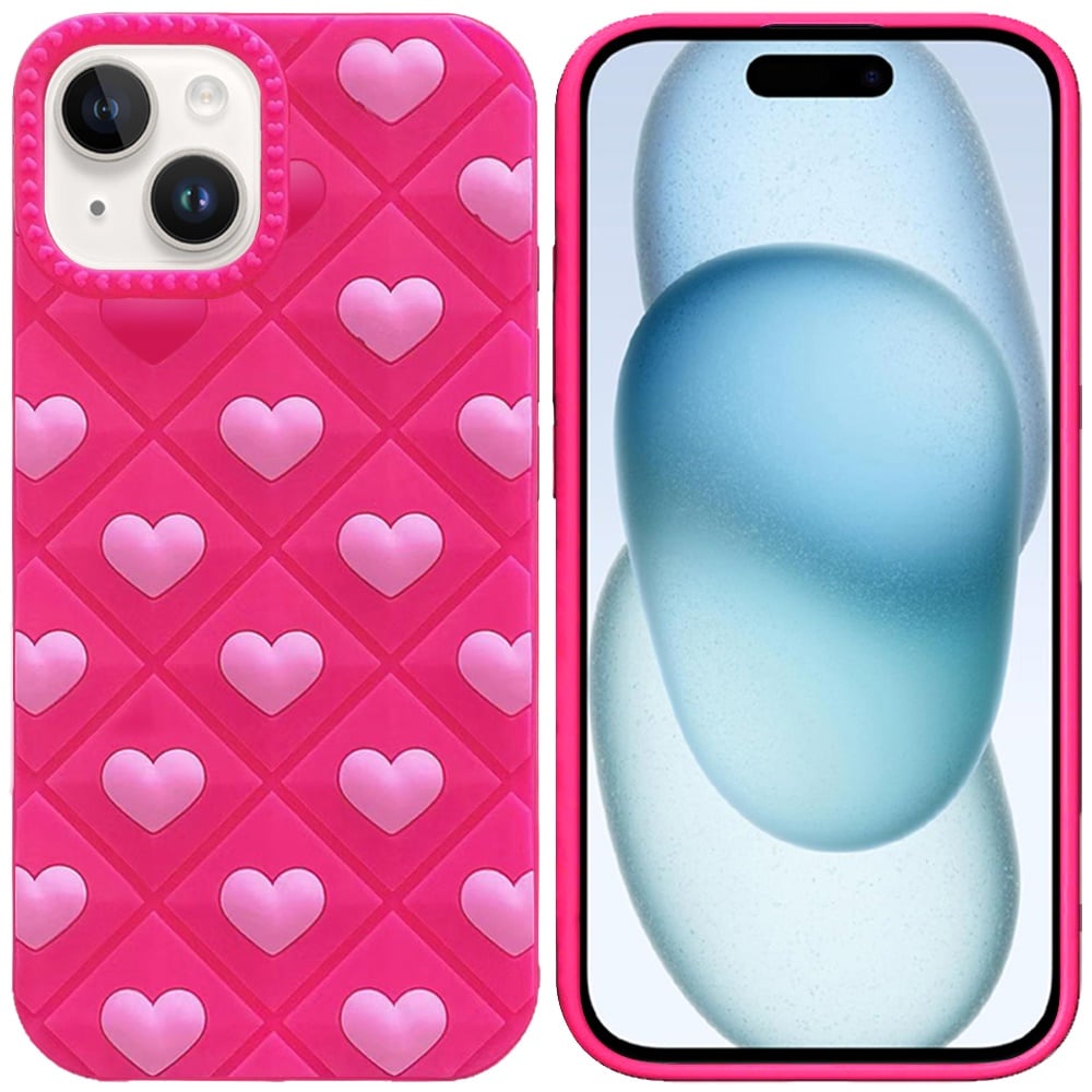 Phone Case for iPhone 15 Fashionable Silicone Textured Decorative Design Pattern Protective Rubber TPU Hybrid Protection Cover