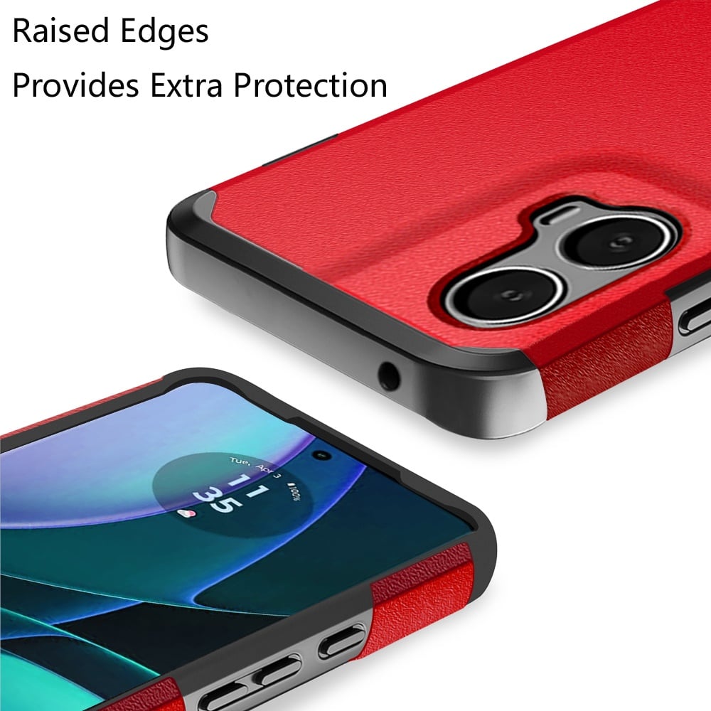 For Motorola Edge 2024 Fashion Graphic Design Hybrid 2in1 Tough Strong Hard PC TPU Frame, Magnet Mount Friendly, Shockproof Protection Case Cover Red