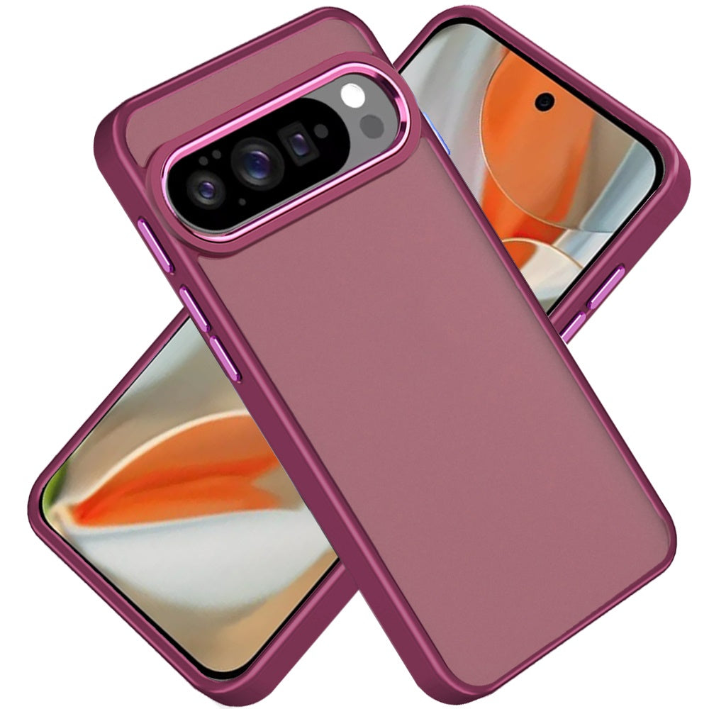 For Google Pixel 10 /Pixel 10 Pro Slim Fit Hybrid Transparent Thick Acrylic with Metal Buttons Frame Protective Hard PC + TPU Shockproof Case Cover