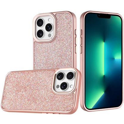 For Apple iPhone 13 Pro Max Crystal Sparkle Diamond Glass Full Mini Glitter Bling Frame TPU Hybrid Protective Case Cover