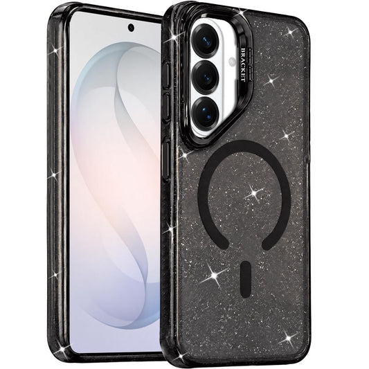 Phone Case for Samsung Galaxy S26 FE /Fan Edition Luxury Bling Scattered Glitter Hybrid Dual Layers with Integrated Camera Stand and Sparkle Finish Design Cover