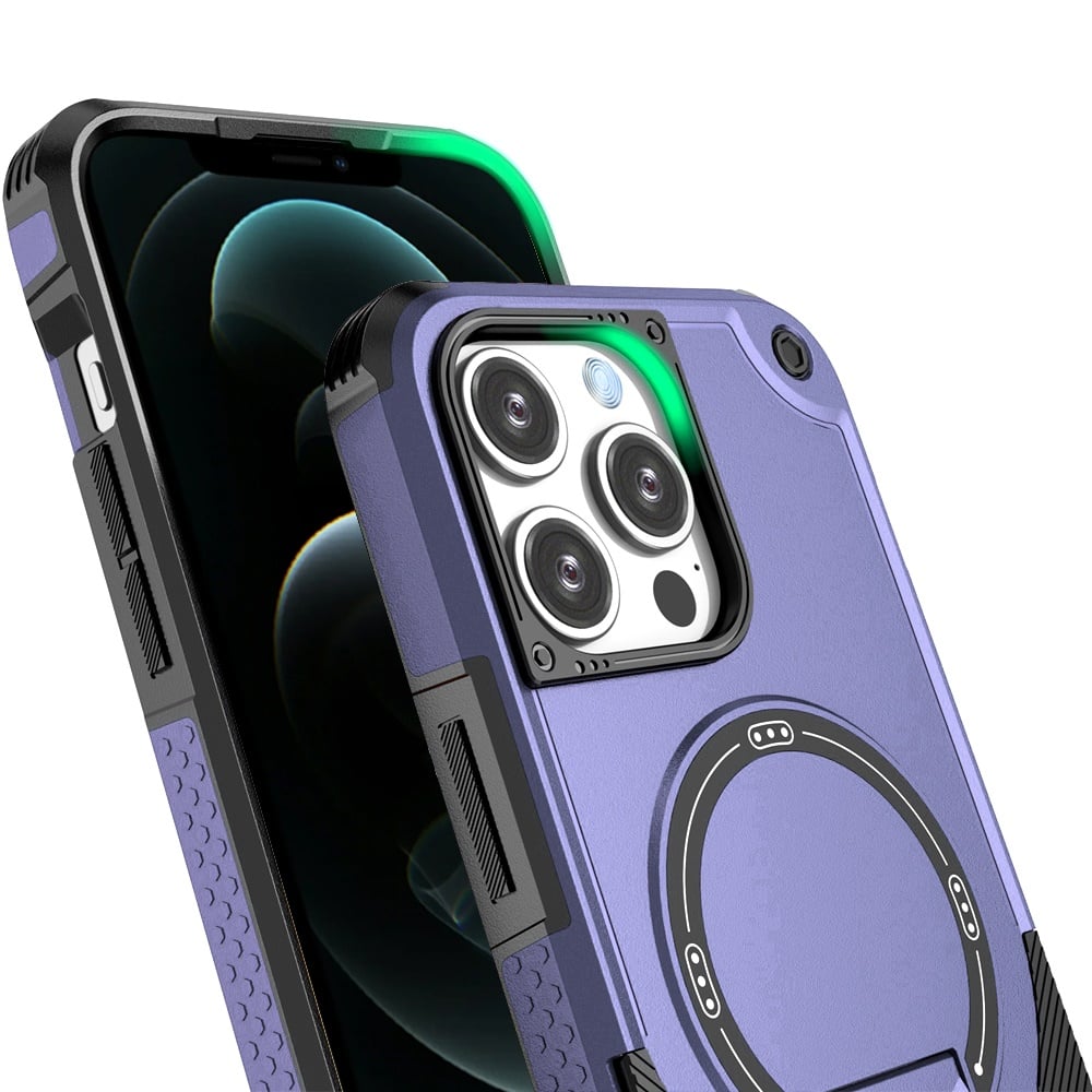 Phone Case for Apple iPhone 12 Pro Max Magnetic Kickstand Rugged Shockproof Armor Grip Anti Slip Heavy Duty Protective Matte Stand Hybrid Cover Purple