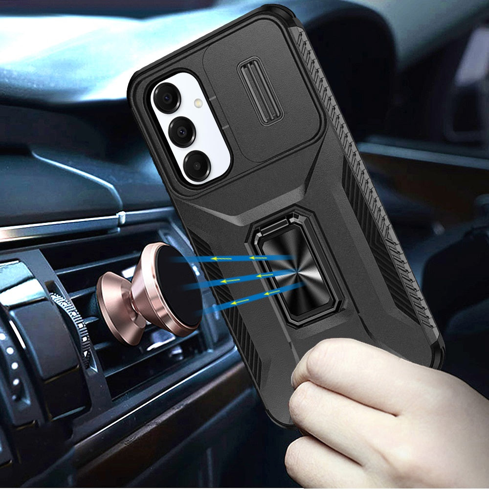 Phone Case for Samsung Galaxy A56 / A36 Magnetic Ring Stand Camera Protection Shockproof Heavy Duty Kickstand Rugged Grip Anti Scratch Hybrid Cover Black