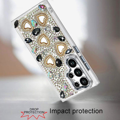 Luxury Crystal Heart Rhinestone Diamond Bling Shockproof Hybrid Glitter Protective Stylish Durable Grip