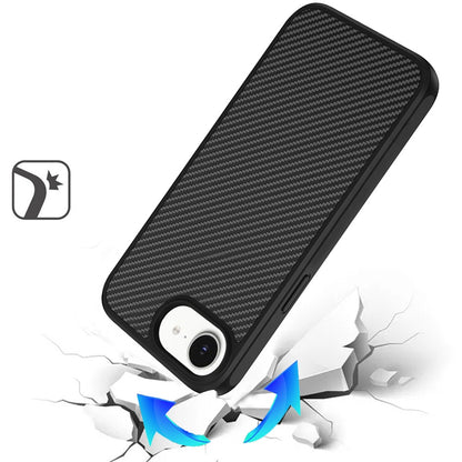 For Apple iPhone 17E /16E Carbon Fiber Design with Magnetic HQ 2.0mm Thick Hybrid Shockproof Rubber Hard PC Case Cover