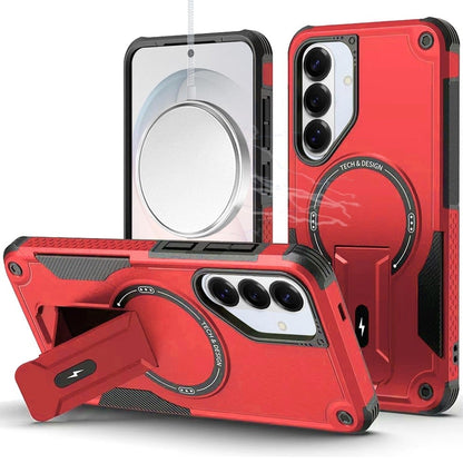 Phone Case for Samsung Galaxy S26 Magnetic Kickstand Rugged Shockproof Armor Grip Anti Slip Heavy Duty Protective Matte Stand Hybrid Cover Red