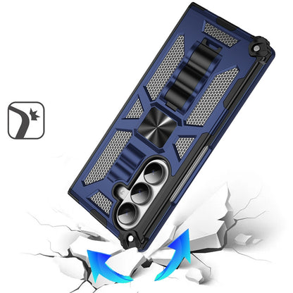 For Samsung Galaxy Z Fold 7 Hybrid Shockproof [Military Grade] Rugged Protective with Magnetic Car Mount & Invisible Stand Case Cover