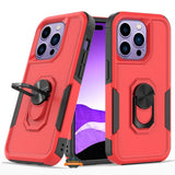 For Apple iPhone 15 Pro Max (6.7") Heavy Duty Hybrid Rugged 2in1 Shockproof Protective Magnetic Ring Stand Holder  Phone Case Cover