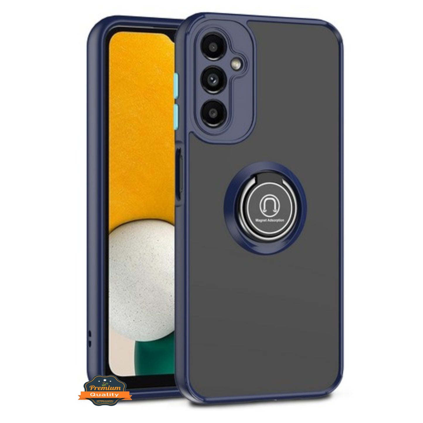 For Samsung Galaxy A17 5G Translucent Matte Back Hybrid with Rotatable Metal Ring Holder Kickstand Shockproof TPU (Fit Car Mount) Case Cover
