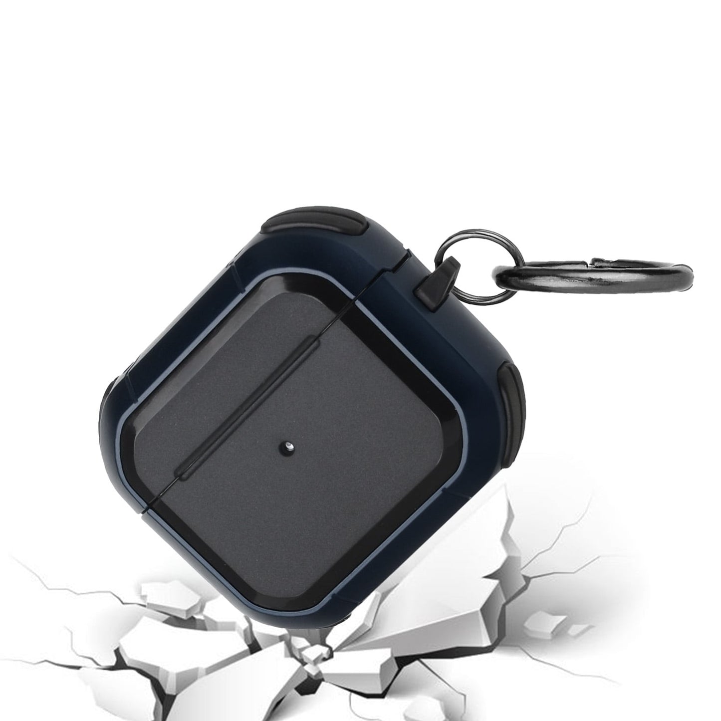 AirPods Case for Apple Airpods Pro 3 Dual Layer Hard Shell Shockproof Scratch Resistant With Metal Hook Clip Wireless Charging Compatible LED Cutout Cover Black +Dark Blue