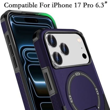 Phone Case for Apple iPhone 17 Pro (6.3") Magnetic Kickstand Rugged Shockproof Armor Grip Anti Slip Heavy Duty Protective Matte Stand Hybrid Cover Purple