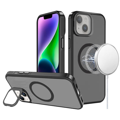 For Apple iPhone 14 /13 Tough HQ Hybrid Case with Aluminum Frame Camera Stand, Compatible with MagSafe, Translucent Matte Shockproof Case Cover