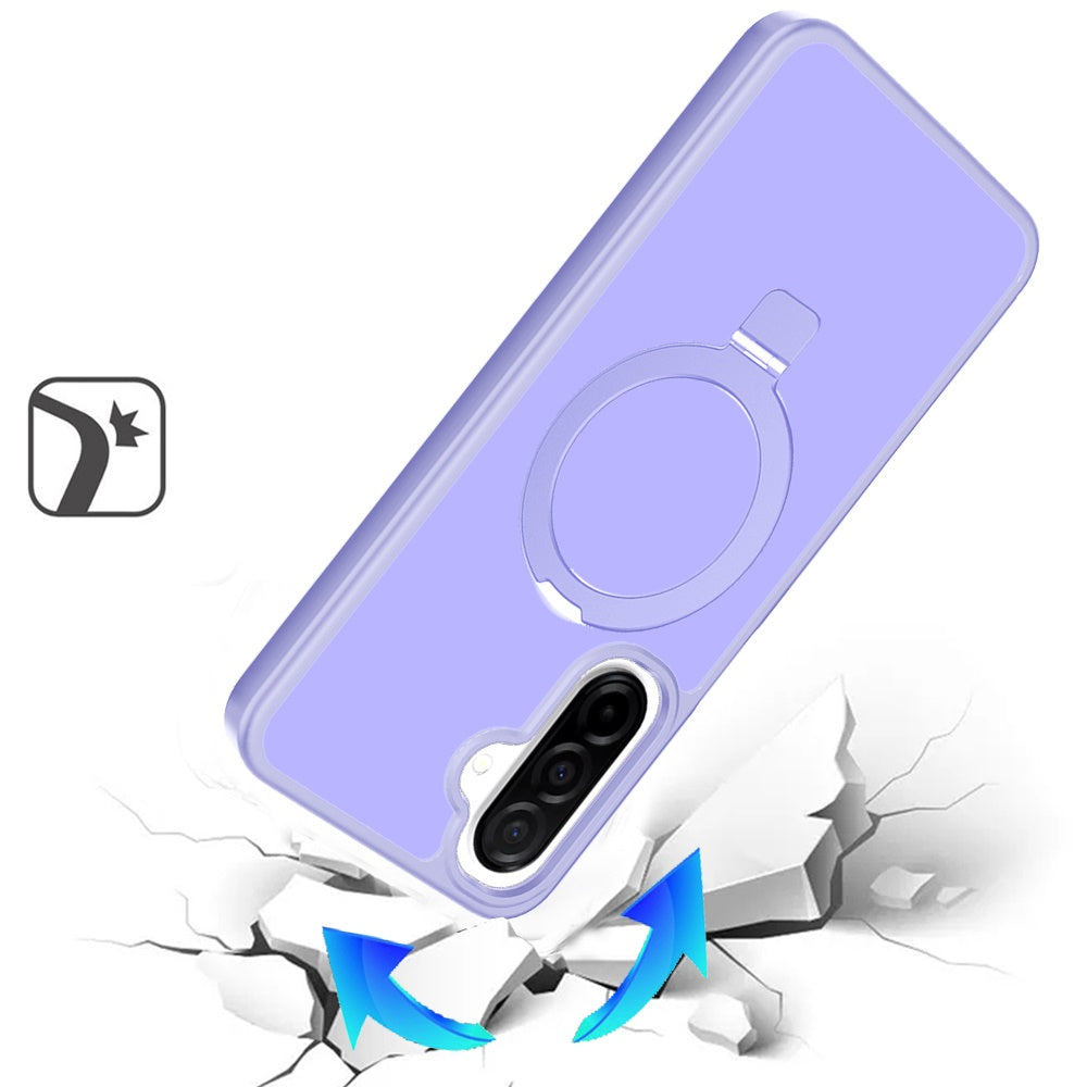 For Samsung Galaxy S25 Fan Edition /Galaxy S25 FE Magnetic Circle Back with Ring Stand Full Rotation Matte Hybrid Shockproof Case Cover