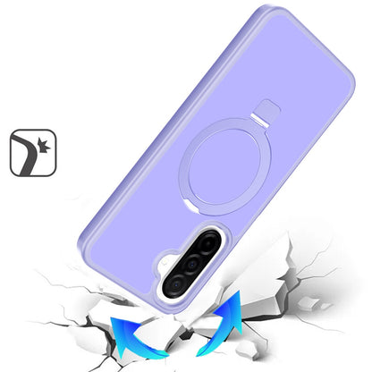 For Samsung Galaxy S25 Fan Edition /Galaxy S25 FE Magnetic Circle Back with Ring Stand Full Rotation Matte Hybrid Shockproof Case Cover