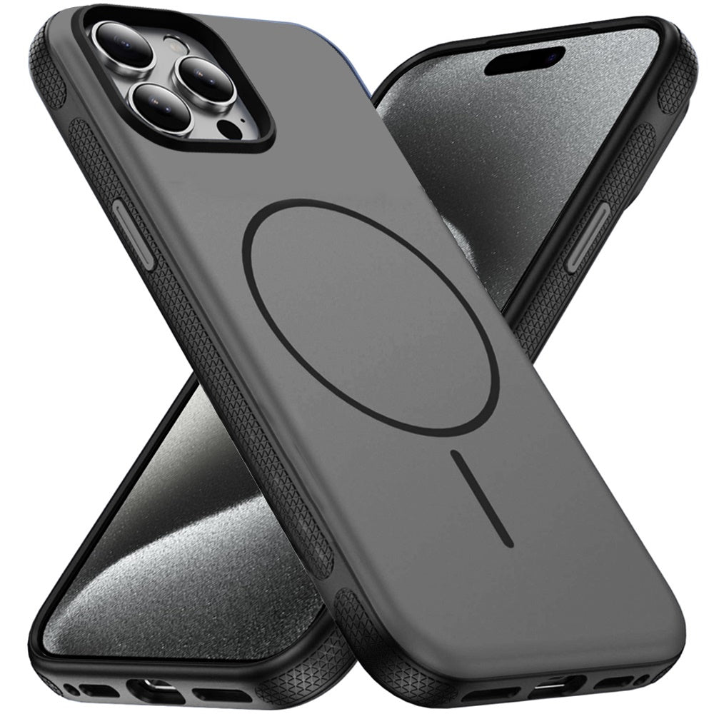 Phone Case for Apple iPhone 15 Pro Max Super Magnetic Matte Hybrid Shockproof Thick Protective Durable Grip Anti Scratch Premium Edge Slim Fit Cover Black