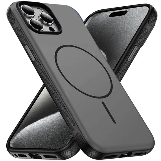 Phone Case for Apple iPhone 15 Pro Max Super Magnetic Matte Hybrid Shockproof Thick Protective Durable Grip Anti Scratch Premium Edge Slim Fit Cover Black