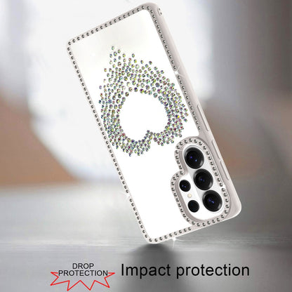 For Samsung Galaxy S26 Ultra Angel Hearts Glitter Shimmer Diamond Edge Hybrid Drop Protection Shockproof Design Compatible Case Cover