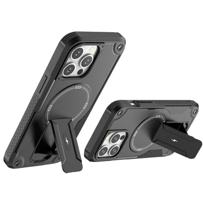 For Apple iPhone 14 (6.1") Case with Invisible Kickstand Compatible with MagSafe, Military-Grade Protection Shockproof Heavy Duty Case Cover Black