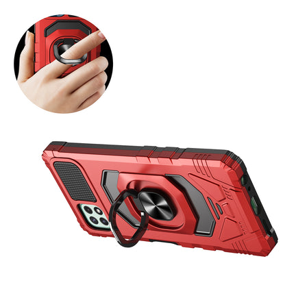 For Hybrid Dual Layer with 360° Rotate Magnetic Ring Stand Holder Kickstand TPU Rugged PC Shockproof Red Tablet Case Cover