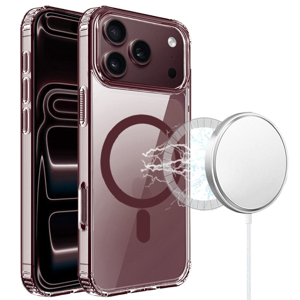 Phone Case for Apple iPhone 18 Pro/ 17 Pro magnetic clear TPU PC hybrid shockproof reinforced corners drop protection hard shell flexible bumper slim fit Cover Purple