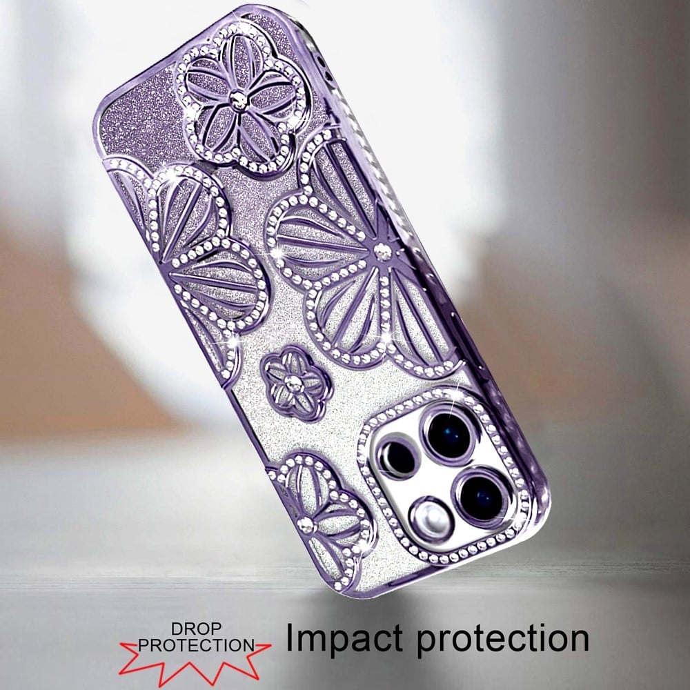 For Motorola Moto G Stylus 5G 2026 /2025 Luxury Flower Design Sparkle Glitter Diamond Rhinestone Shimmer Bling Plating Thick TPU Hard PC Case Cover