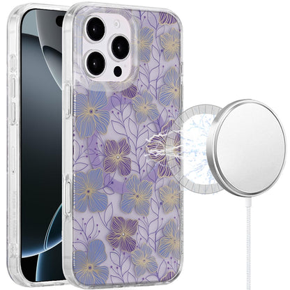 For iPhone 16 Pro Max (6.9") Stylish Pattern Fashion IMD Printed Design TPU Double Layer Slim Shockproof with Magnetic Back Case Cover