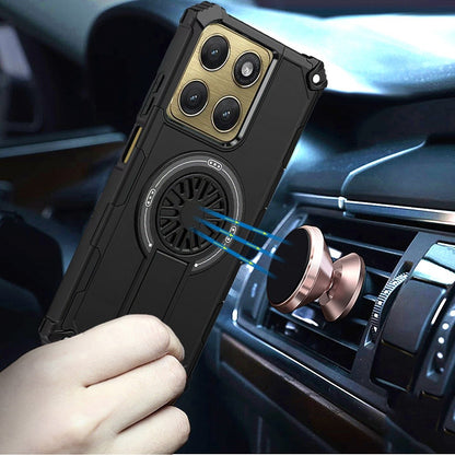 Phone Case for Motorola Edge 2026 Invisible Kickstand Magnetic Car Mount Friendly Shockproof Texture Anti Slip Durable Grip Heavy Duty Hybrid Cover